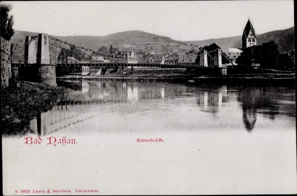 Postcard Bad Nassau an der Lahn, Chain Bridge
