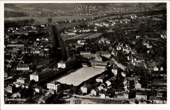 Postcard Zweibrücken in der Pfalz, aerial photograph