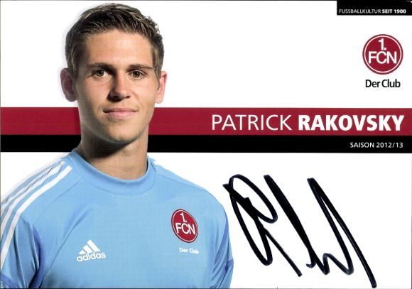 Autograph card footballer Patrick Rakovsky, 1. FC Nuremberg, autograph