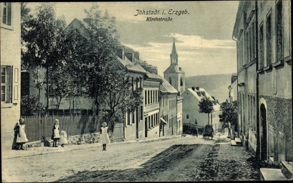 Ak Jöhstadt im Erzgebirge Sachsen, Kirchstraße
