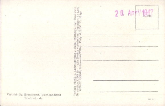 Postcard Friedrichroda in the Thuringian Forest, aerial photograph