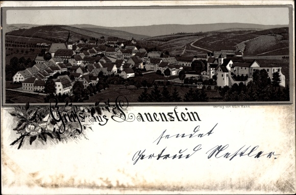 Chromo-Litho Lauenstein in the Müglitztal Altenberg, total view of the town