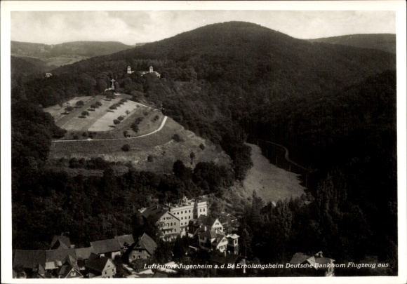 Ak Jugenheim aan de Bergstrasse Hessen, luchtfoto, rusthuis Deutsche Bank