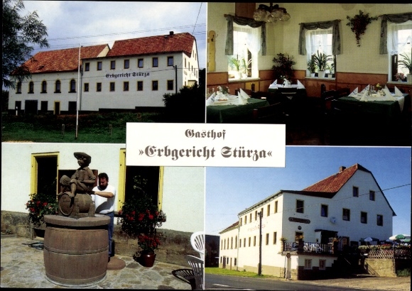 Postcard Stürza Dürrröhrsdorf Dittersbach in Saxony, Gasthof Erbgericht Stürza, dining room, exterior view