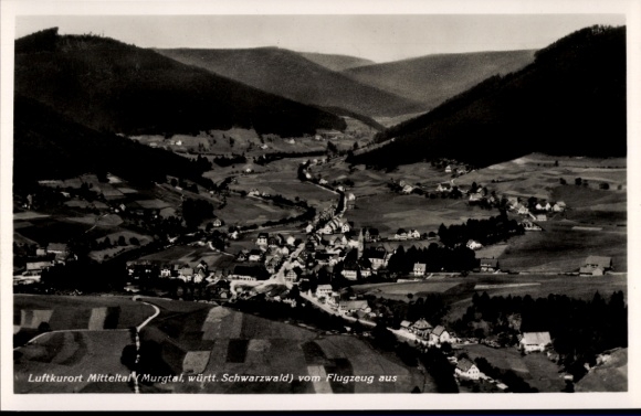 Postcard Mitteltal Baiersbronn in the Black Forest, aerial photograph