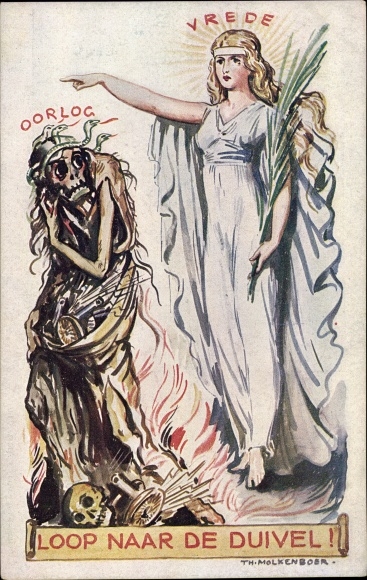 Artist Postcard Molkenboer, Loop Naar De Duivel, Vrede, Oorlog, Allegory