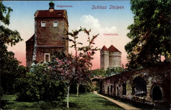 Ak Stolpen in Saksen, Seiger-toren en Cosel-toren, kasteel