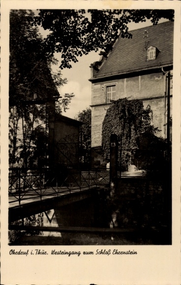Postcard Ohrdruf in the Thuringian district of Gotha, west entrance to Ehrenstein Castle