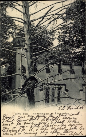 Postcard Bern City Canton of Bern, climbing exercises, bear pit