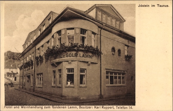 Postcard Idstein in the Rheingau Taunus district of Hesse, Hotel Weinhandlung zum Goldenen Lamm, owner Karl Ruppert
