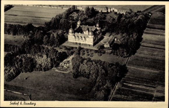 Postcard Bamberg in Upper Franconia, Seehof, architecture, surroundings, aerial photograph