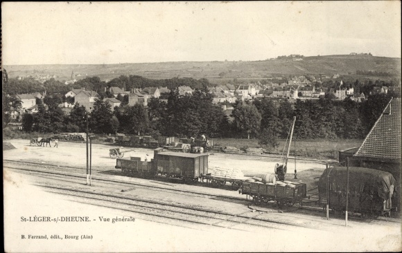 Postcard Saint Léger sur Dheune Saône et Loire, general view, railway station