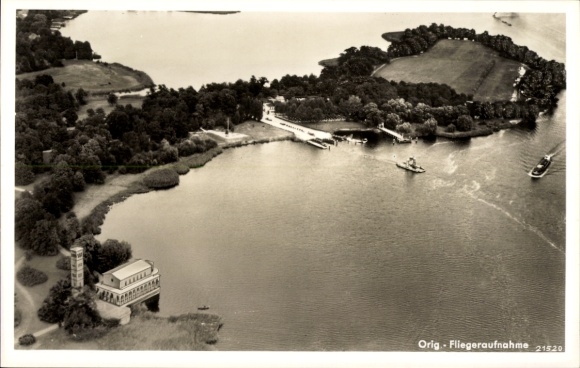 Postcard Sacrow Potsdam, Heilandskirche, aerial photograph