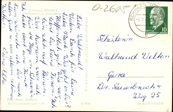 Postcard Schwaan in Mecklenburg, Polytechnic Oberschule