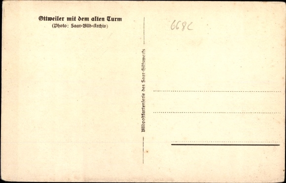 Postcard Ottweiler in Saarland, houses with an old tower