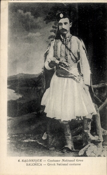 Postcard Salonique Saloniki Thessaloniki Greece, Greek in traditional costume