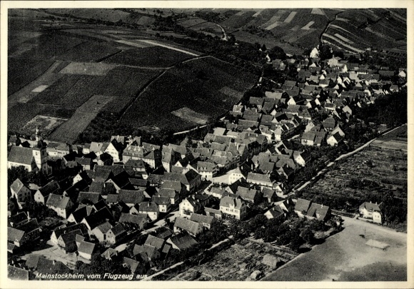 Postcard Mainstockheim in Lower Franconia Bavaria, aerial photograph
