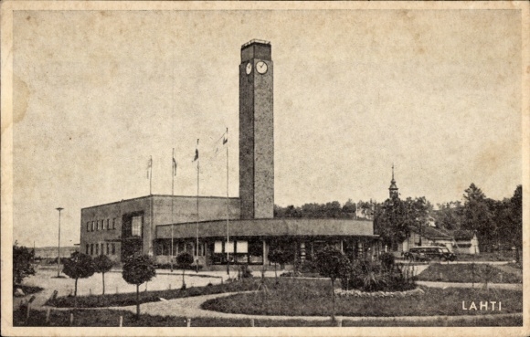 Postcard Lahti Finland, Line-autoasema