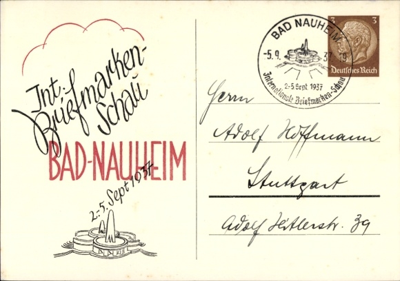Postwaardestukken Ak Bad Nauheim in Hessen, Int. Postzegelshow 1937