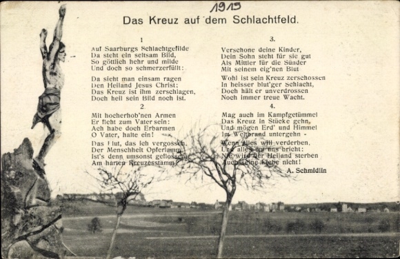 Poem Postcard The Cross on the Battlefield, A. Schmidlin