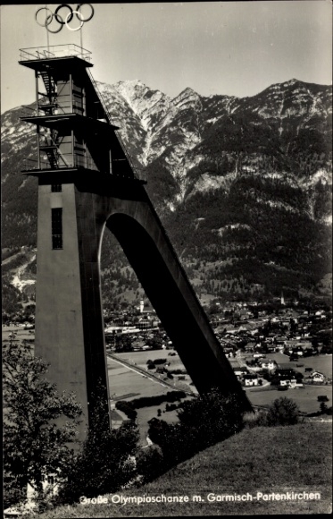 Postcard Garmisch Partenkirchen in Upper Bavaria, Large Olympic Ski Jump