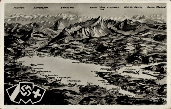 Maps Postcard Bodenseepanorama, coat of arms