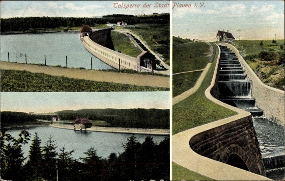 Postcard Plauen im Vogtland, view of the city&#39;s dam
