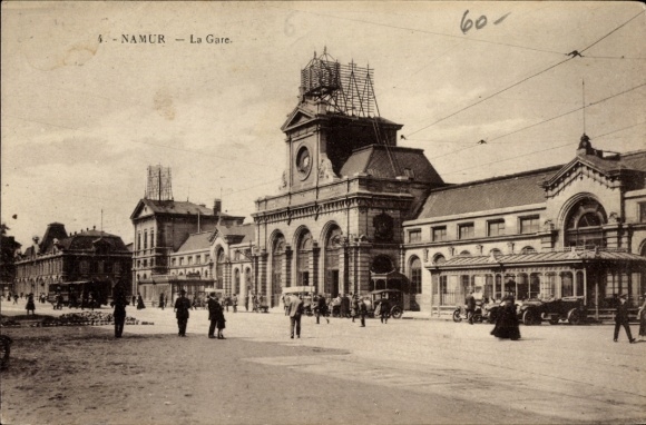 Ak Namur Wallonië, treinstation, gebouw, straatbeeld, historische architectuur