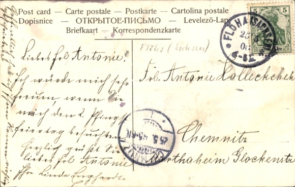 Luna Postcard Plaue Bernsdorf Flöha in Saxony, general view