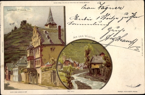 Artysta lito Biese, C., Lorch im Rheingau Hessen, Wisperpartie, widok ulicy