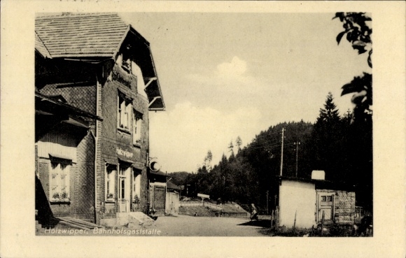 Ak Holzwipper Marienheide Nordrhein Westfalen, Bahnhofsgaststätte