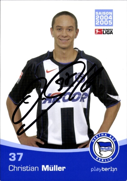 Autogrammkarte Fußballer Christian Müller, Hertha BSC, Autogramm