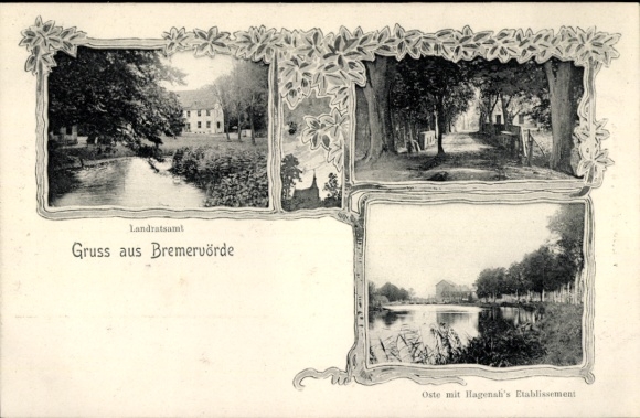 Postcard Bremervörde in Lower Saxony, District Office, Establishment