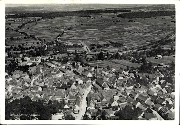 Postcard Waibstadt in Baden, aerial photograph