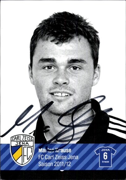 Autogrammkarte Fußballer Marlon Krause, FC Carl Zeiss Jena, Autogramm