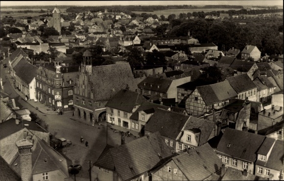 Ak Grimmen in Mecklenburg Vorpommern, uitzicht over de daken van de stad