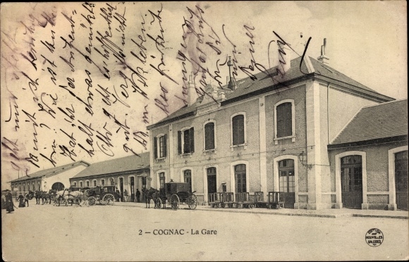 Postcard Cognac Charente, train station