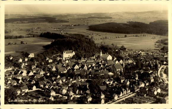 Postcard Leutkirch im Allgäu Württemberg, aerial photograph