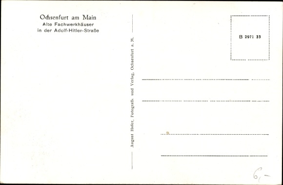 Ak Ochsenfurt am Main Unterfranken, Alte Fachwerkhäuser in der Adolf Hitler Straße, Geschäft