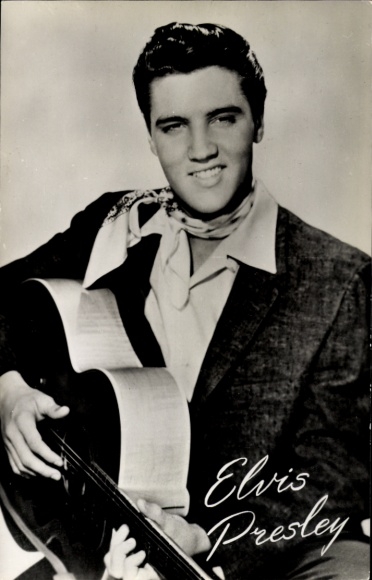 Piosenkarz i aktor Elvis Presley, portret, gitara