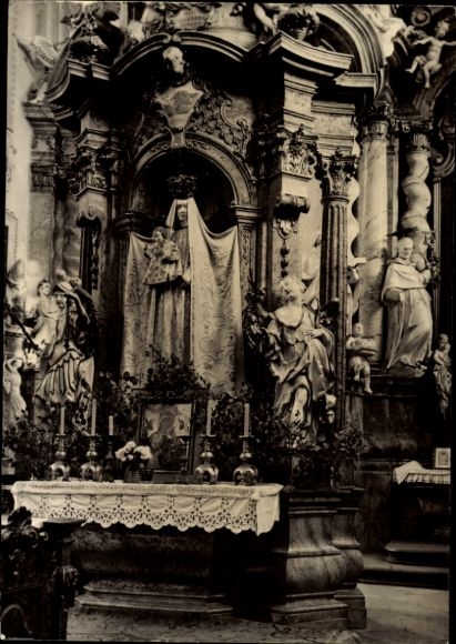 Postcard Neuzelle in Brandenburg, Catholic Church, Mary Altar