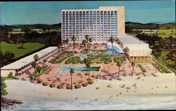 Postcard San Juan Puerto Rico, Americana Hotel, exterior view