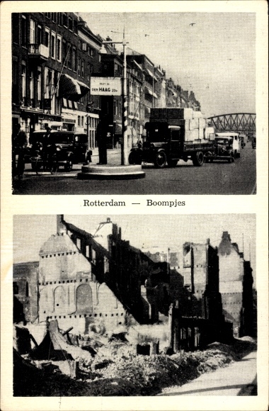 PC Rotterdam South Holland Netherlands, Boompjes, ruins, destruction during World War II