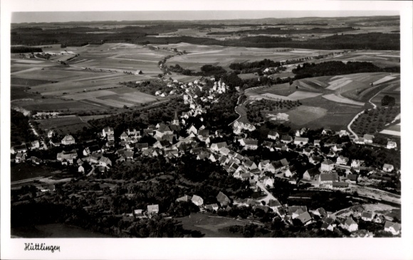 Postcard Hüttlingen in Württemberg, aerial photograph