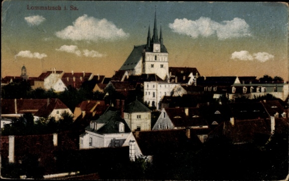 Ak Lommatzsch Sachsen, Stadtpanorama, Blick über die Dächer