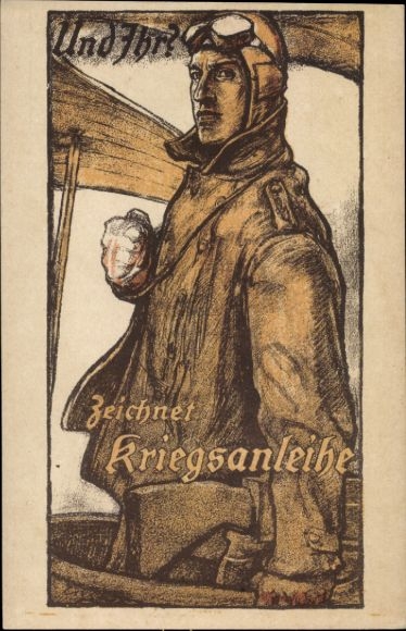 Artist Postcard Erler, And You?, Draws War Bond, Fighter Pilot