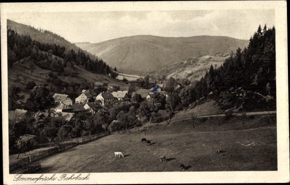 Postcard Rohrbach in Thüringen, panoramic view of the village