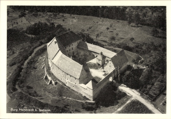 Postcard Ipsheim Middle Franconia, Hoheneck Castle, aerial photograph