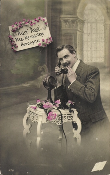 Ak Mann beim Telefonieren, Telefon