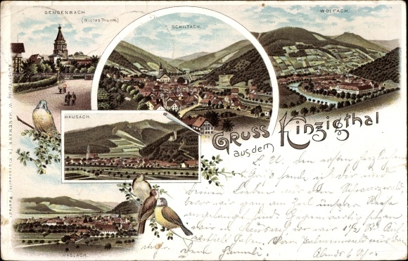 Chromo-Litho Schiltach in the Black Forest Baden Württemberg, Kinzigthal, Wolfach, Gengenbach, Hausach